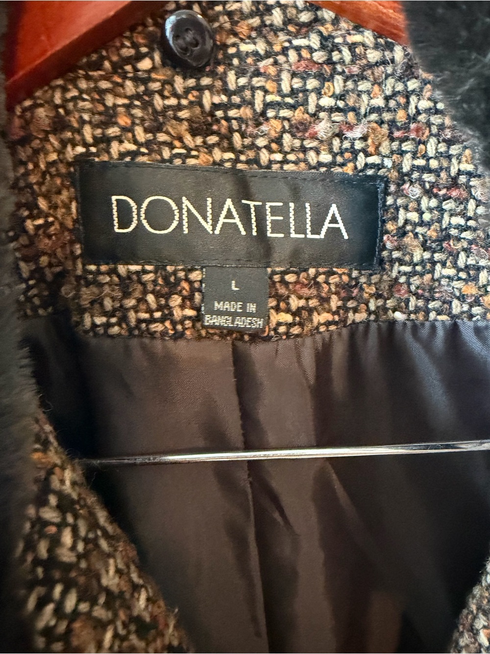 ⚡️Donatella Tweed Toggle Coat with Faux Fur Collar - Brown - Picture 6 of 6